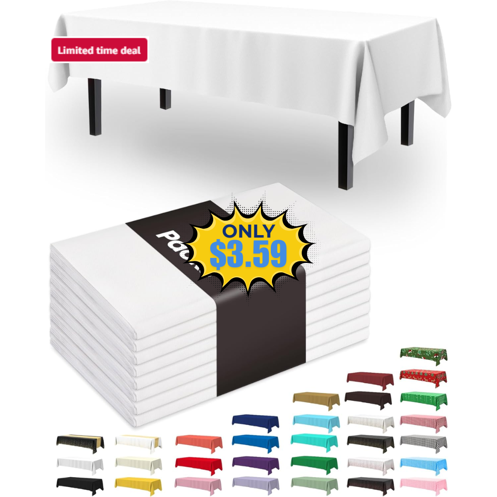 Pureegg Plastic Table Cloth Disposable 8 Pack Deal: Save 20% at Amazon