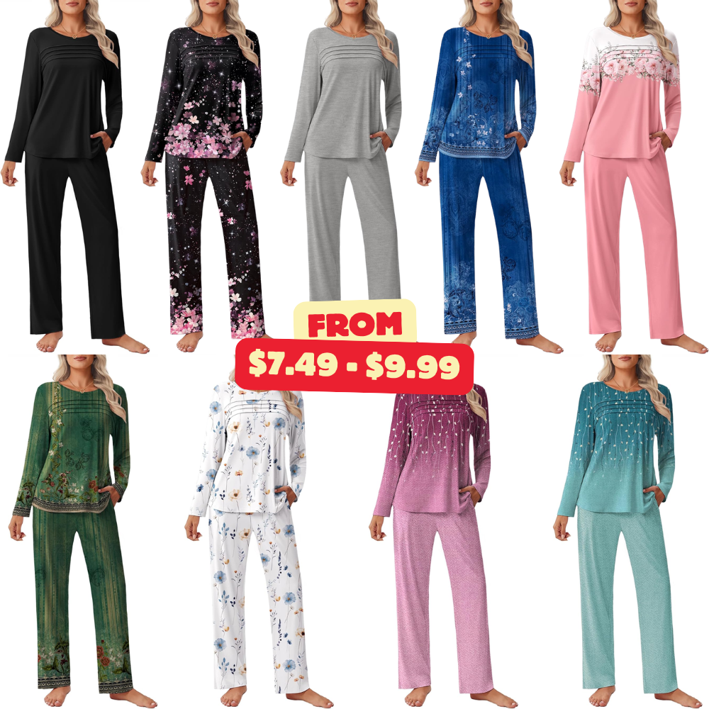 Ekouaer Womens Pajama Sets Pleated Tops 55% Off Sale