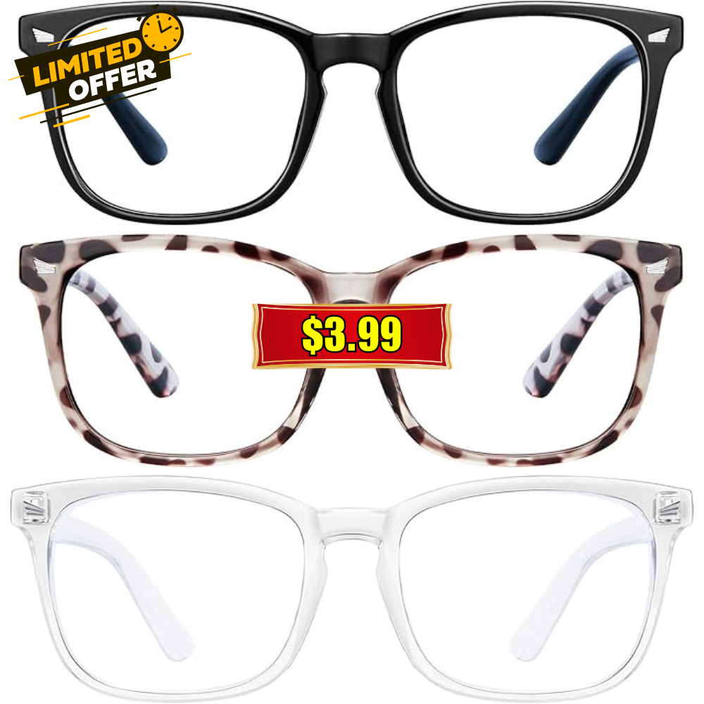 3 Pack Blue Light Glasses Sale: Save 50% at Best Price