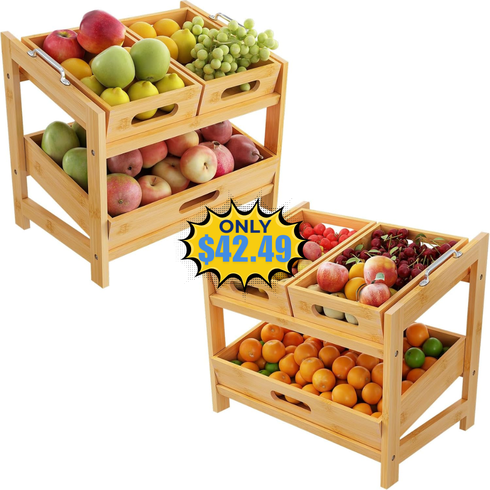 2 Tier Bamboo Fruits Basket Pack of 2 Deal: Save with Promo Code at Online Store