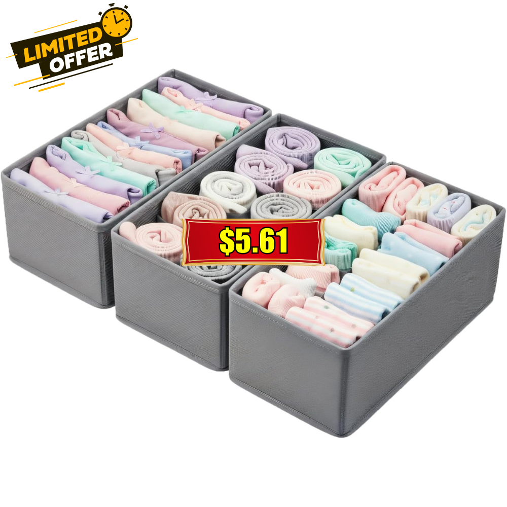 Foldable Fabric Drawer Organizer 3-Pack