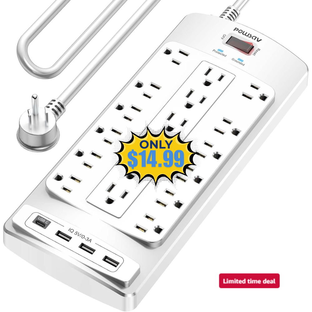 18 Outlets Surge Protector Power Strip Sale: Save 50% at DealsFinders
