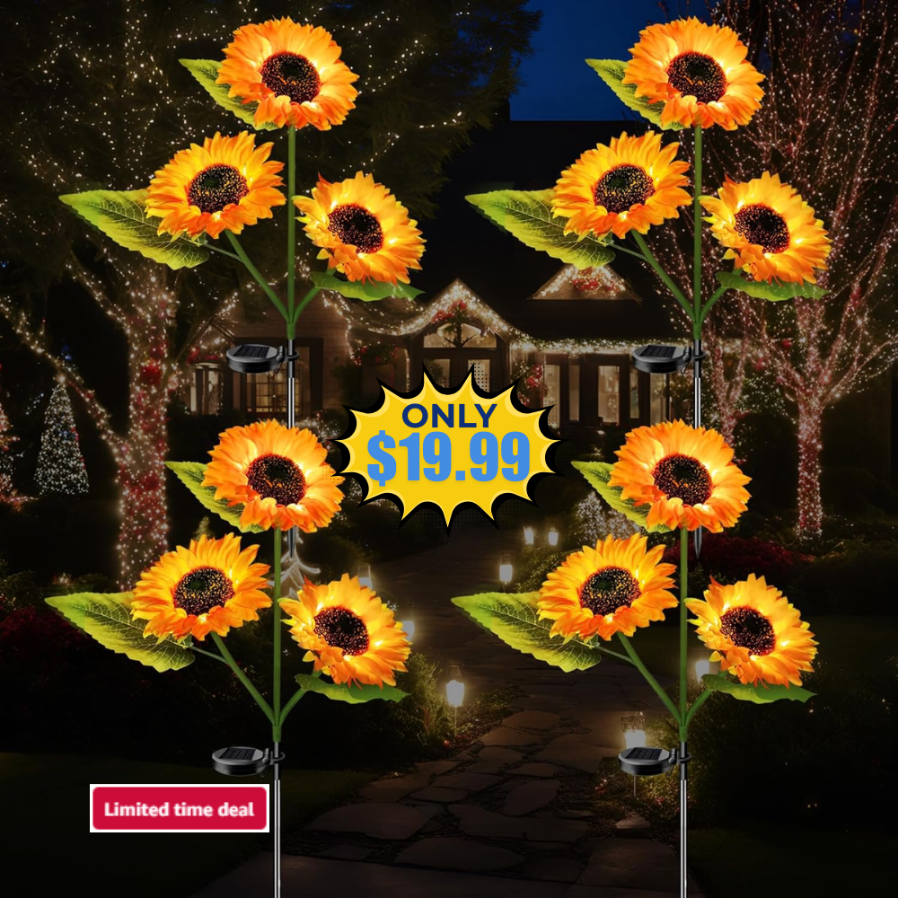 4-Pack Solar Sunflower Garden Lights Sale: 50% Off at DealsFinders