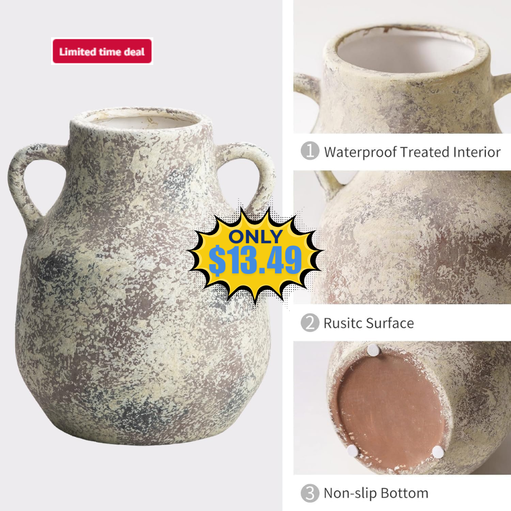 Rustic Ceramic Farmhouse Flower Vase 50% Off Sale at DealsFinders