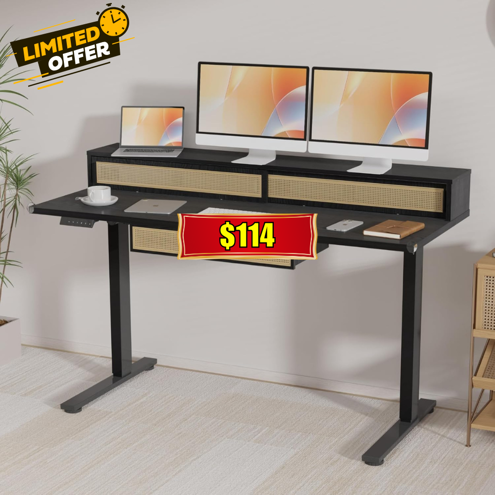 Standing Desk with Rattan Drawer Sale: Save $5.89 at [Store Name]
