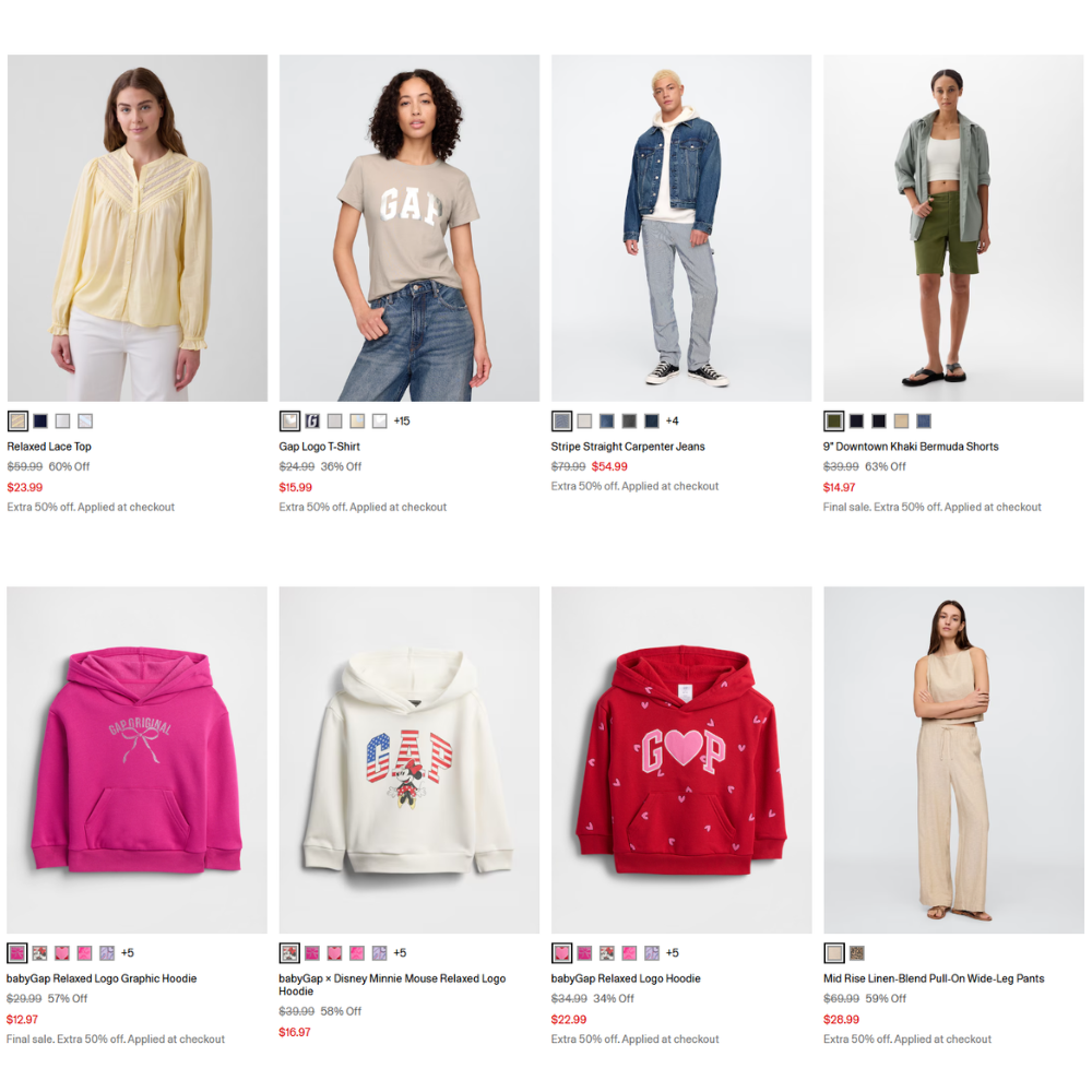 Gap Friends & Family 50% Off Everything + Extra 50% Off Clearance Deal