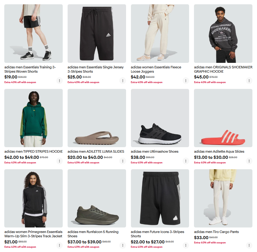 Adidas Sale: Up to 64% Off at eBay – Coupon Code: MARCH40SALE