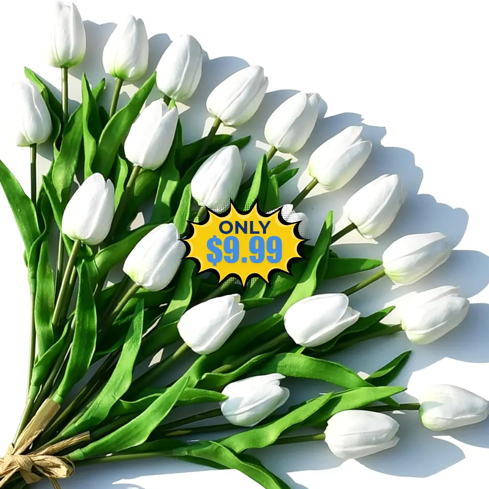ONLY ART Artificial White Tulips 20 Pcs Sale: Save 50% at SHOP HERE