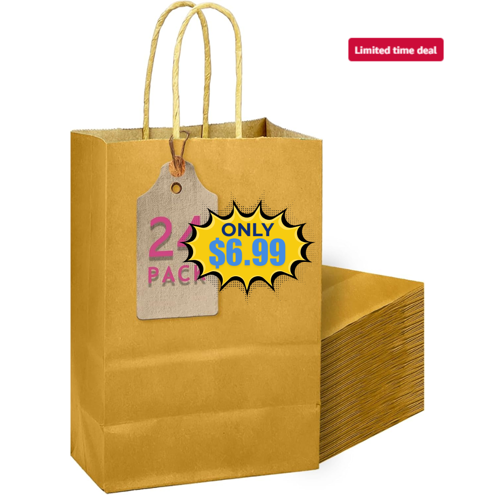 qiqee Mustard Yellow Gift Bag 24Pcs Sale: Save 50% at SHOP HERE