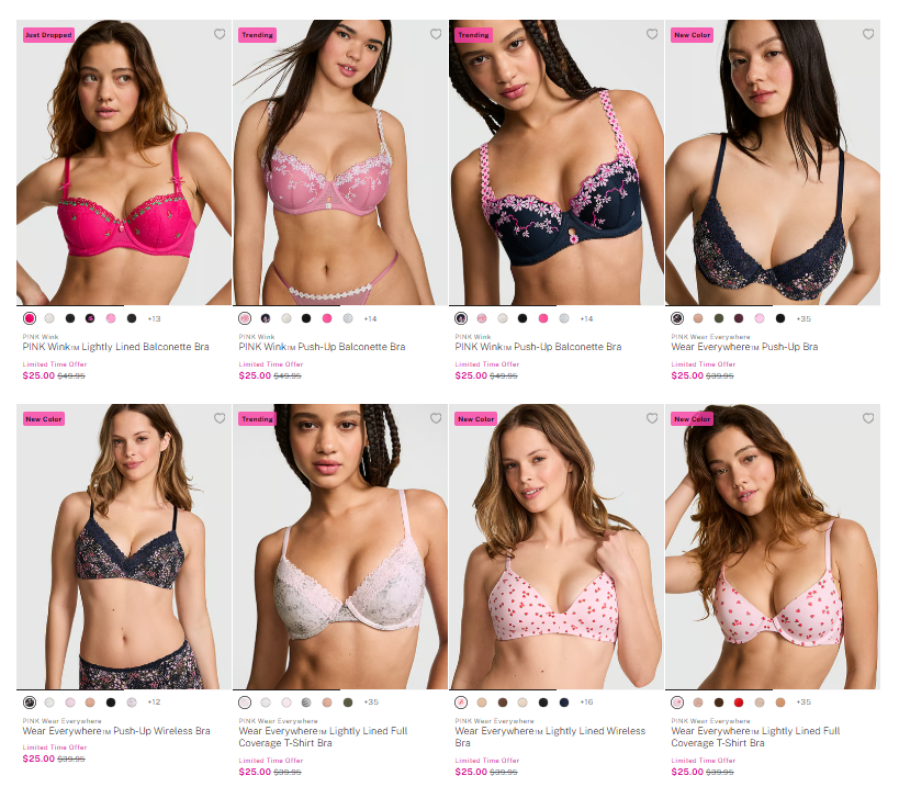 PINK Bras Sale: Get 50% Off at Victoria’s Secret