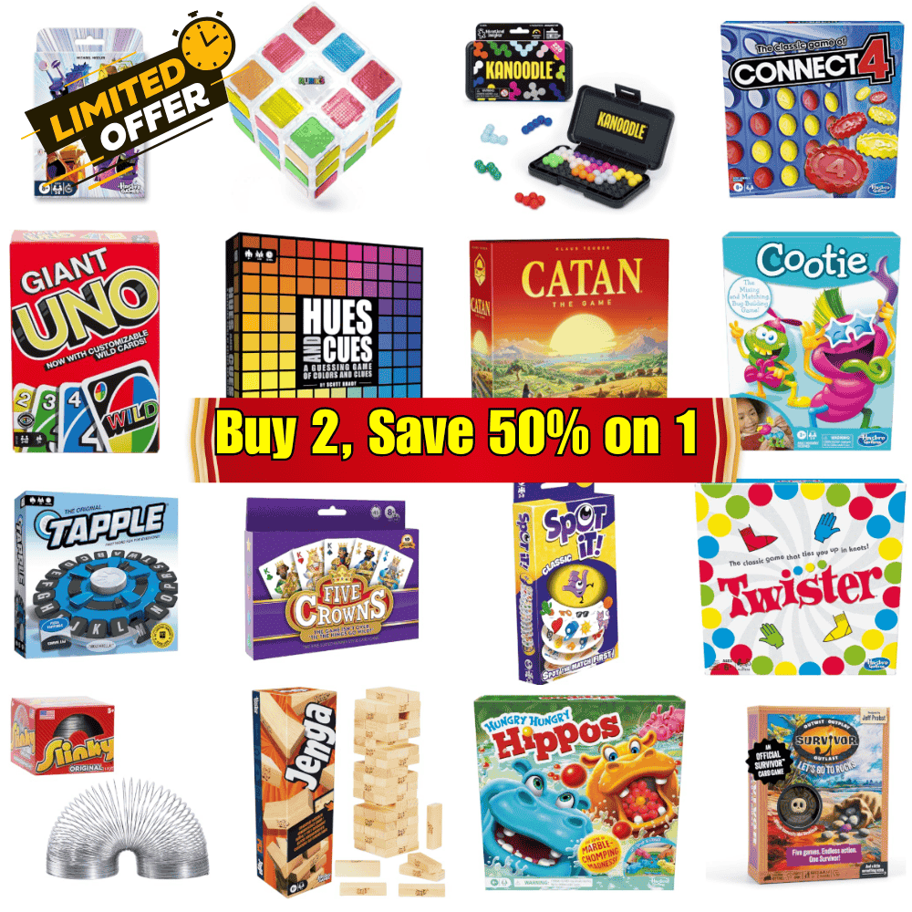 Toys and Game Items Deal: Buy 2, Save 50% at Toys and Game Items