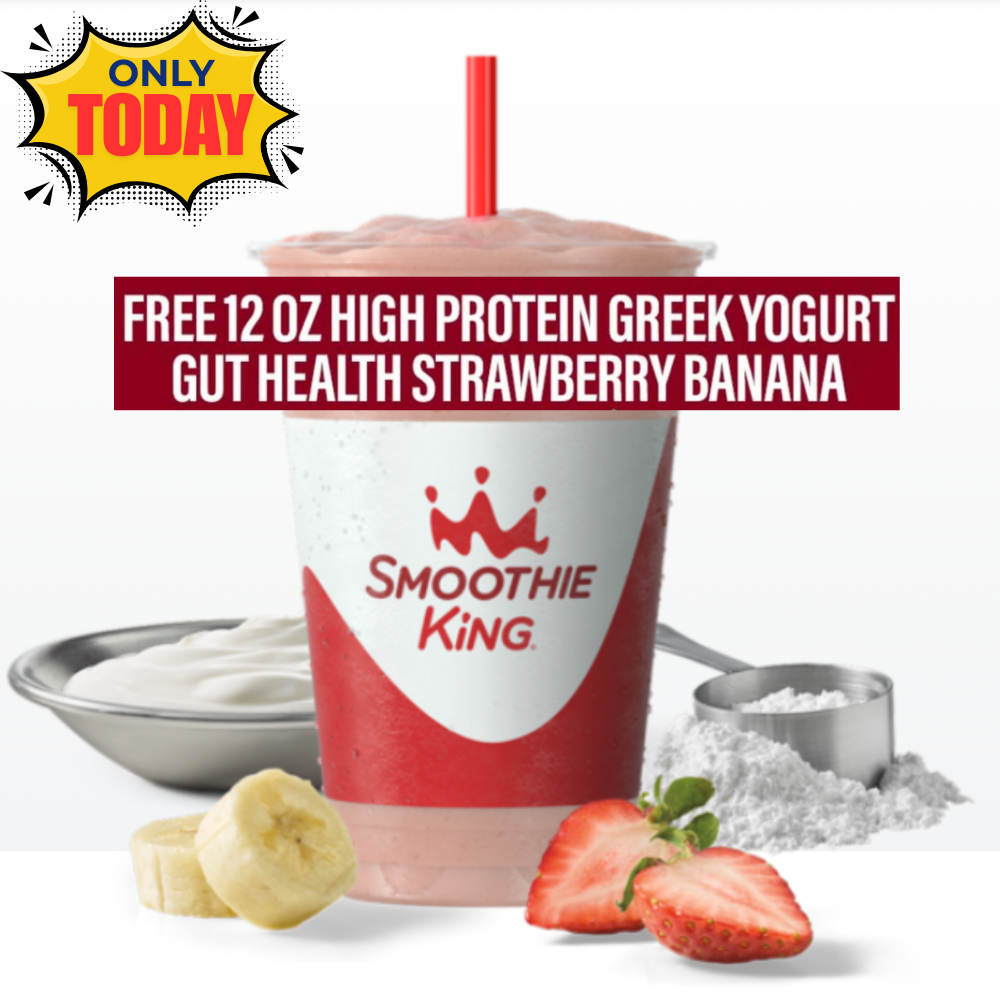 FREE 12oz High Protein Greek Yogurt Strawberry Banana Smoothie at Smoothie King