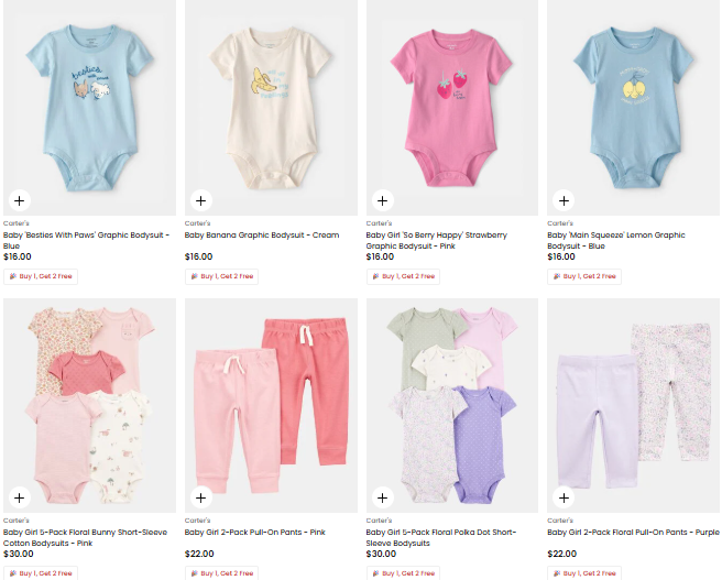Carter’s Bodysuits Buy 1 Get 2 Free Deal: No Coupon Needed