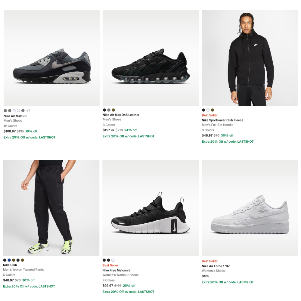 Nike Family Styles Deal: Extra 20% Off with Code LASTSHOT