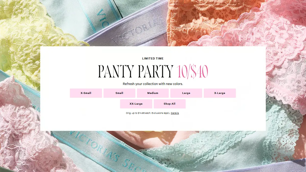 Victoria’s Secret Panty Party 10 Sale: Get 10 for $40
