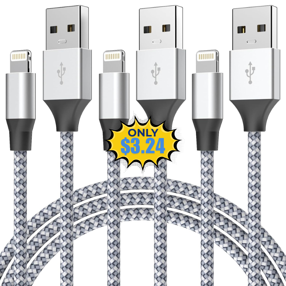 Durable iPhone Charger Cord 3Pack Deal: Save 50% at Checkout