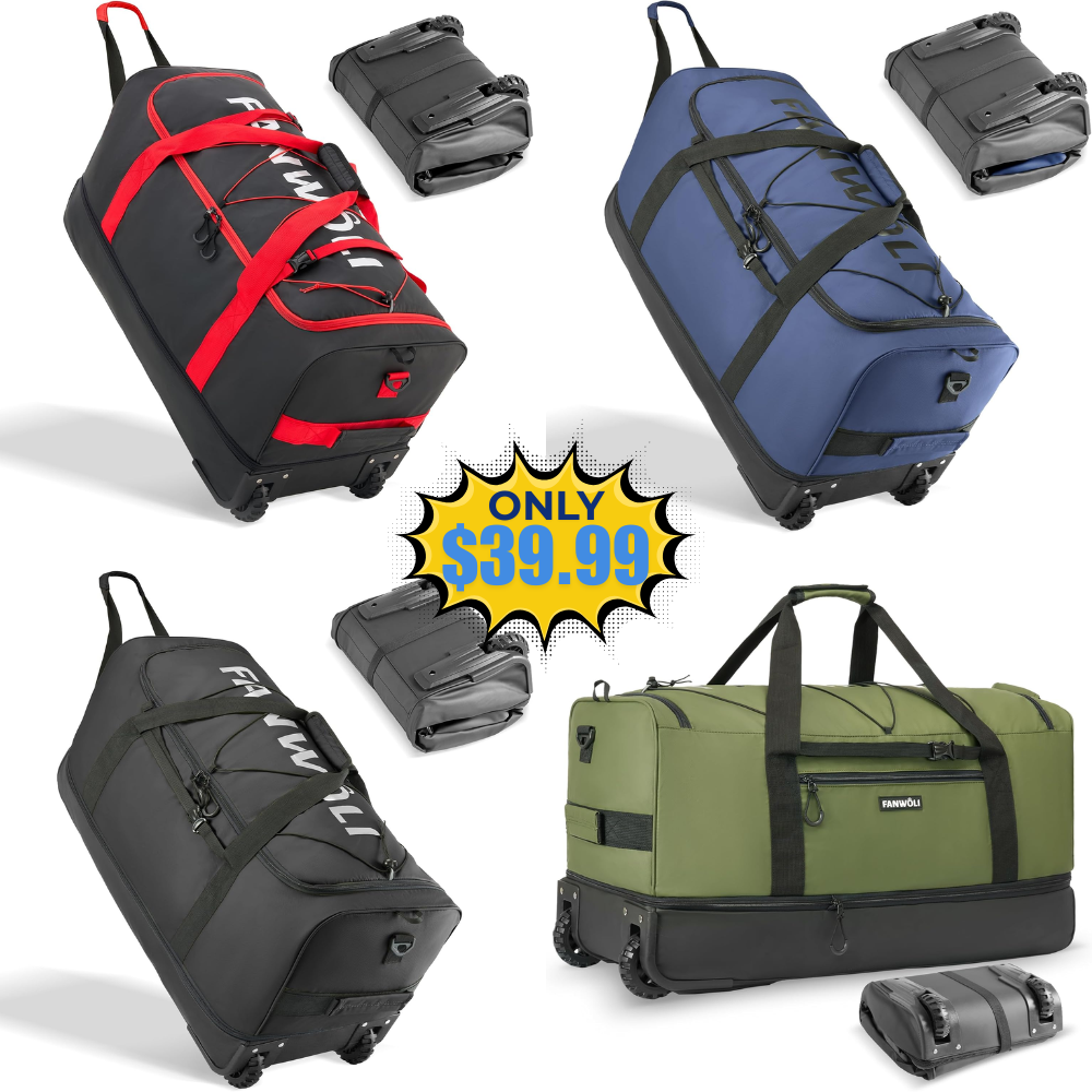 Fanwoli Large Rolling Duffle Bag Promo: Save with Code Y6I9JZFI