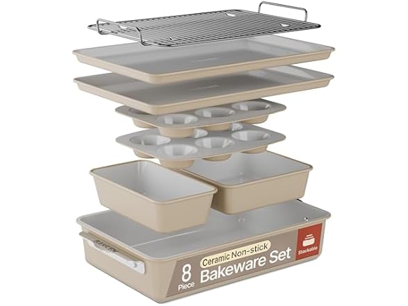 8-Piece Stackable Bakeware Set Deal: Save 60% at home.woot