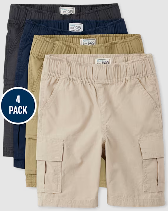 Boys Ripstop Pull On Cargo Shorts 4-Pack Deal: Save 51% at The Children’s Place