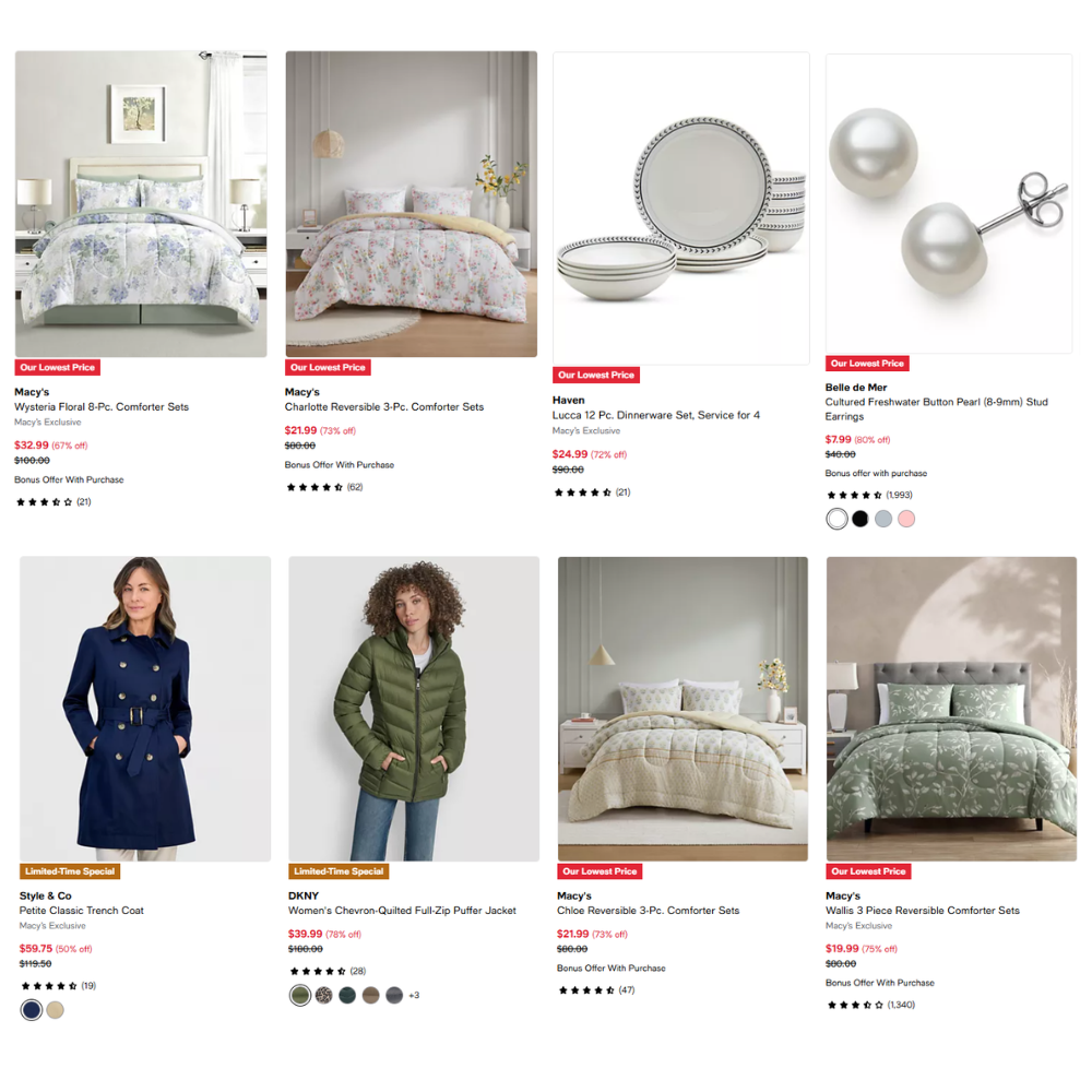 Macy’s Lowest Price Season Sale: Save on Home & Kitchen Items, Clothing & More