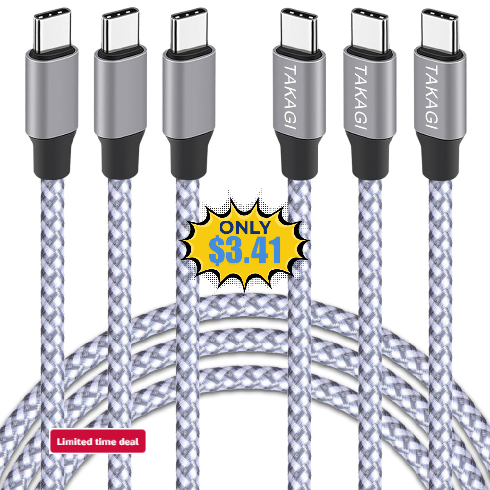Type C Fast Charging Cable 60W 3ft 3Pack Promo: Save 43% at DealsFinders.com