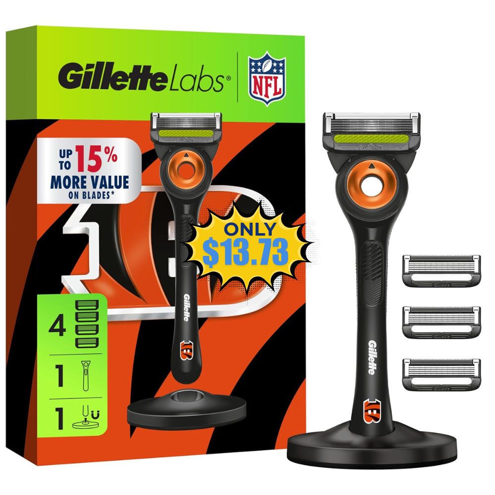 Gillette Labs NFL Bengals Shaving Razor Sale: Save 54% at Gillette Labs