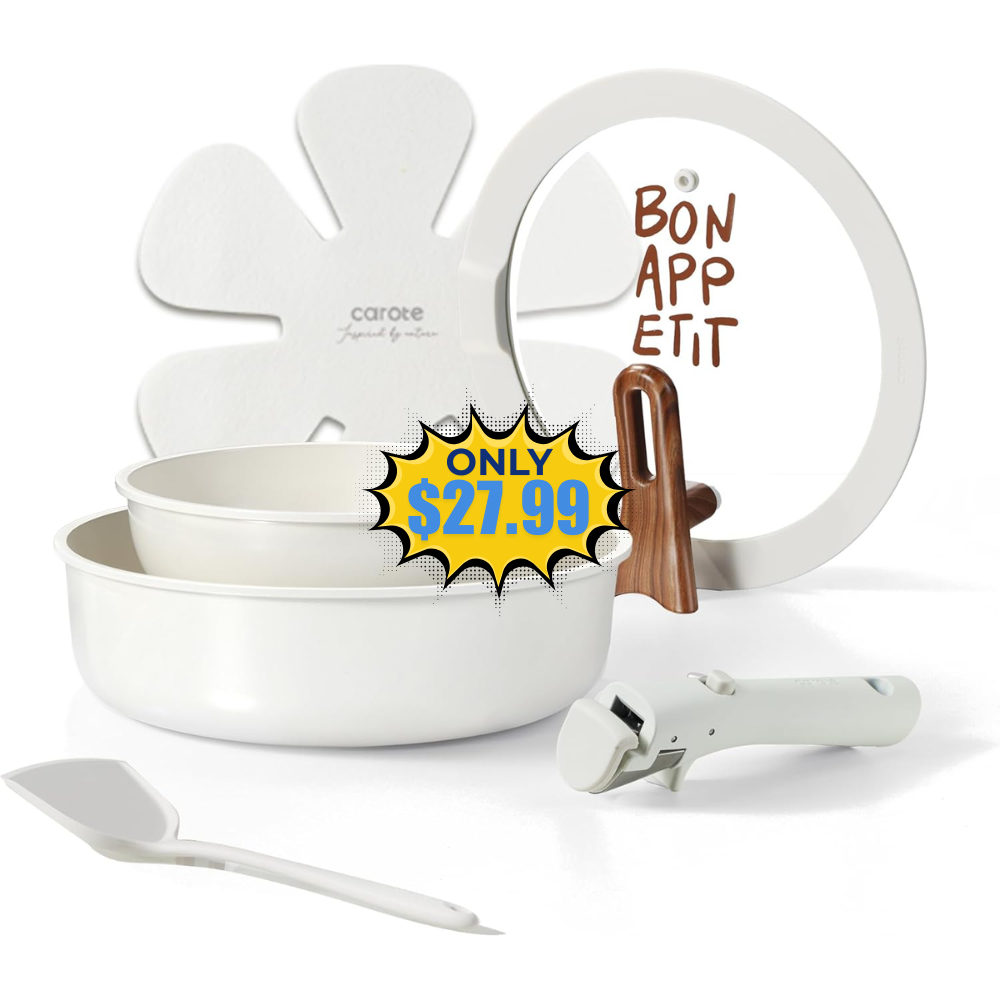 CAROTE Ceramic Pots and Pans Set Non Stick Sale: Save 33% at Stick