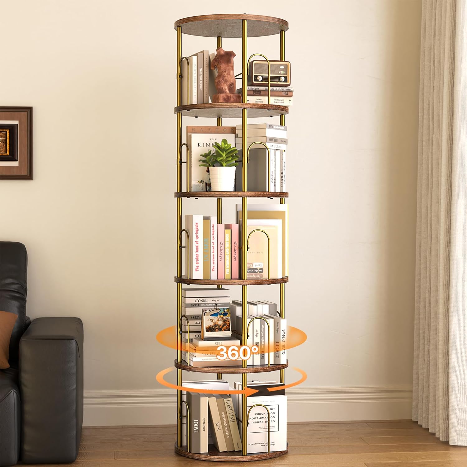 5 Tier Rotating Bookshelf Sale: Save 55% at DealsFinders.com