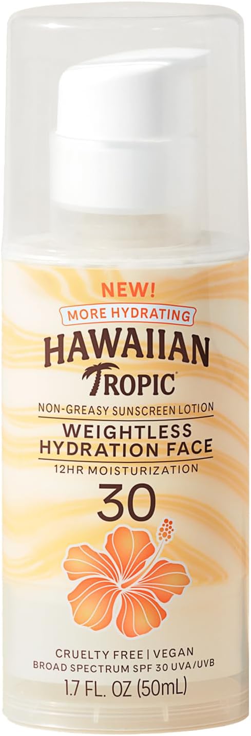 Hawaiian Tropic Weightless Hydration Lotion Sunscreen for Face SPF 30, 1.7oz | T