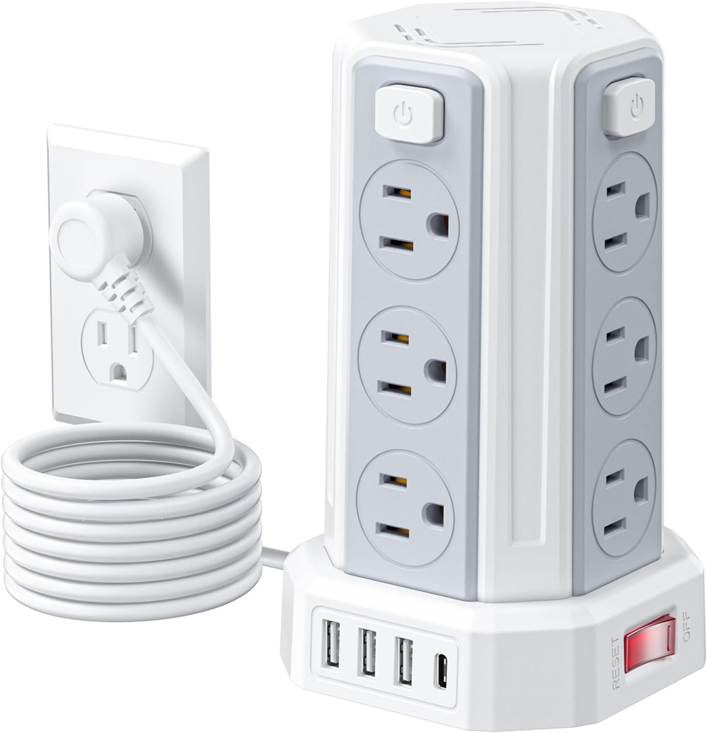 Power Strip Surge Protector, 6.5 Ft Extension Cord with 12 AC Multiple Outlets 4
