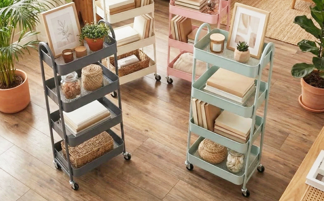4-Tier Rolling Storage Cart $17.99 at Walmart