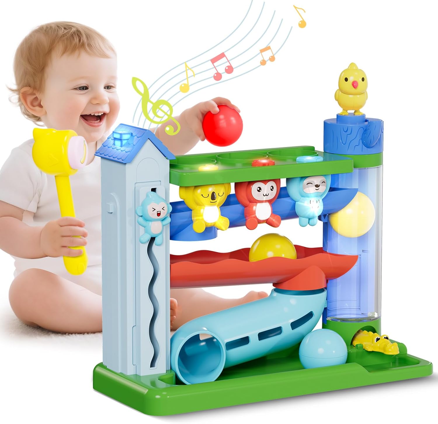 Ussybaby Hammer Toddler Musical Toys, Light-Up Baby Musical Toy for 1-2 Year Old