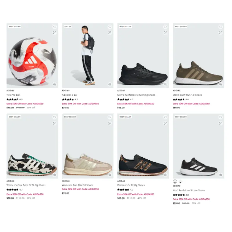 adidas Sport Apparel, Shoes & Accessories Sale: Save 50% at Adidas