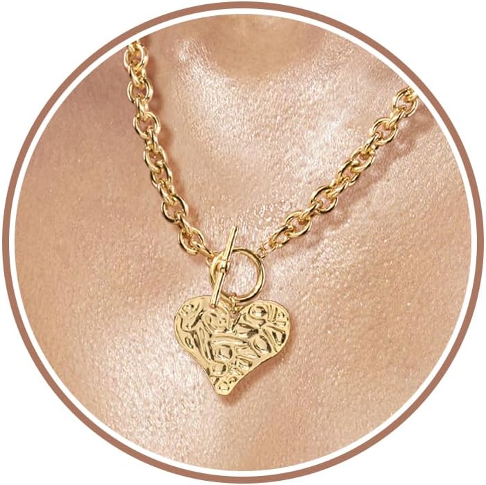 Punhem Chunky Gold Necklace for Women - 14K Gold/Silver Plated Trendy Dainty Non