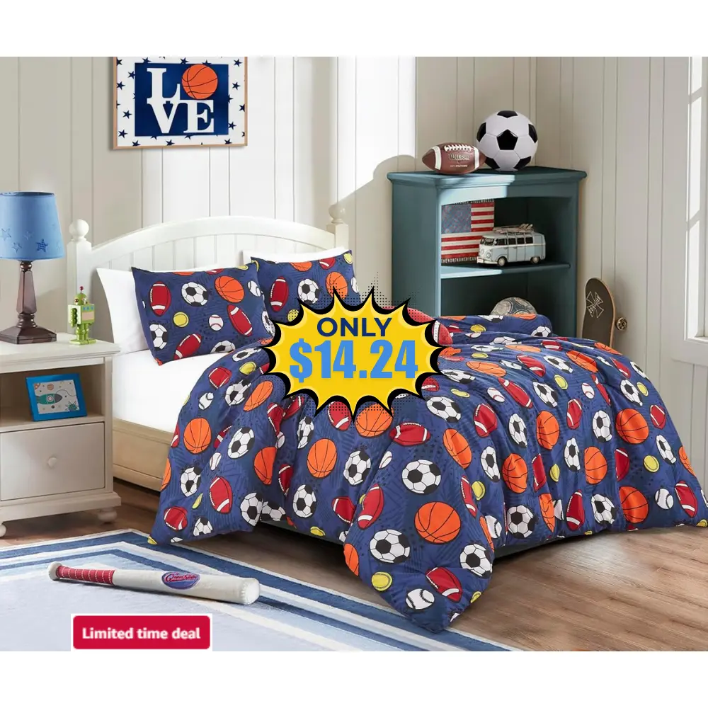 3-Piece Kids Sports Balls Bedding Set Deal: Save 50%