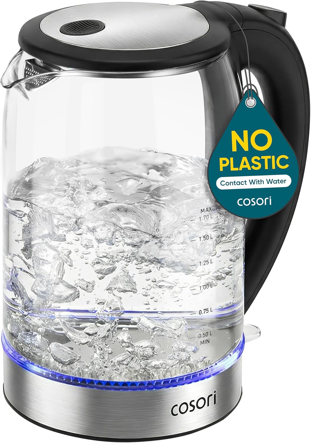 Cosori Electric Kettle, No Plastic Contact With Water, Wide Mouth For Easy Clean
