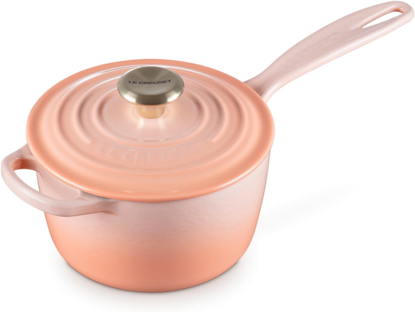Le Creuset Enameled Cast Iron Signature Round Saucepan with Lid, 1.75qt., Peche