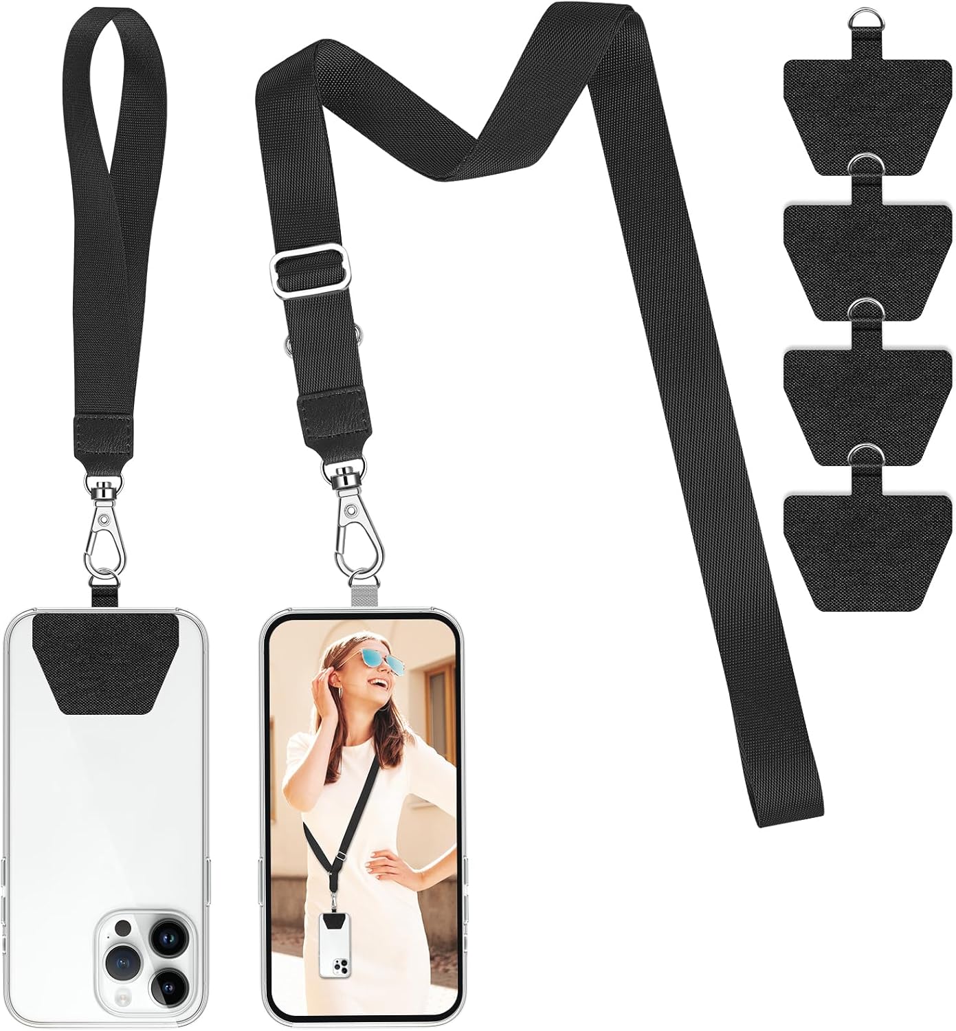 SS Phone Lanyard, Adjustable Cell Phone Lanyard Neck Strap & Phone Wrist Strap &