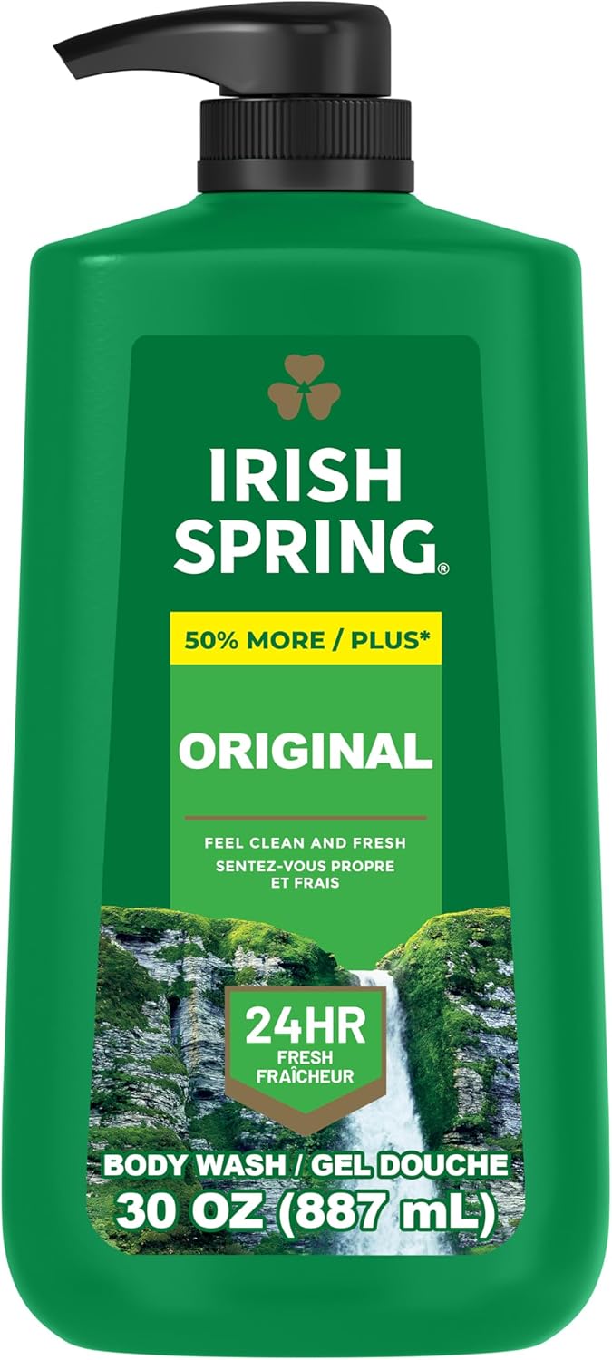 Irish Spring Original Moisturizing Body Wash for Men, 24-Hour Fresh, Face and Bo