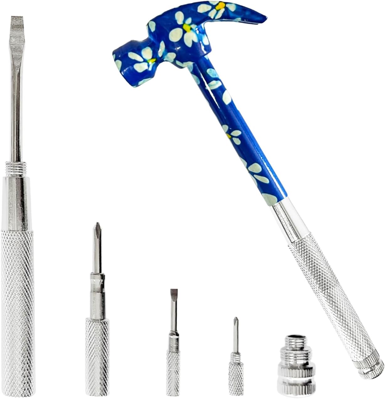 Multifunctional 6 in 1 Floral Hammer and Screwdriver Tool - Multitool Hammer for