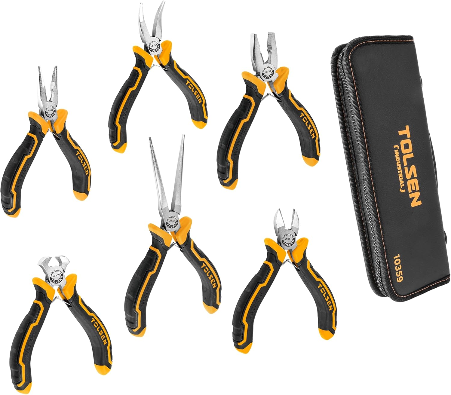 TOLSEN 6-Piece Mini Pliers Set, Needle Nose, Diagonal, Long Nose, Bent Nose, End