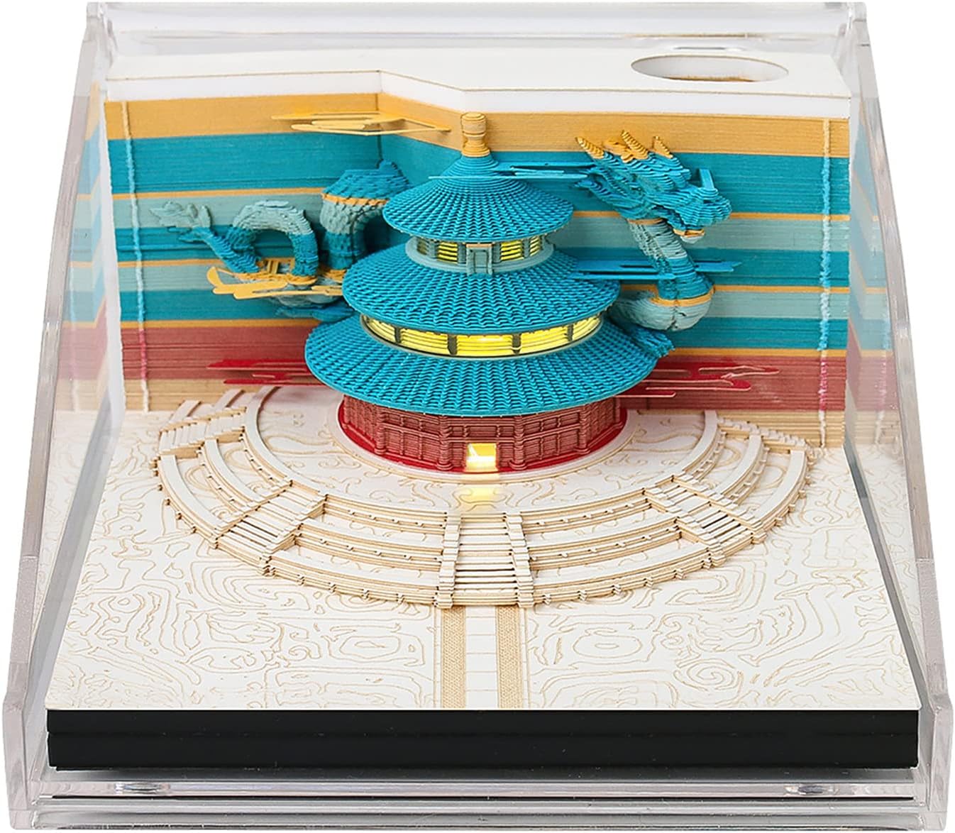 SIWEME 3D Memo Pad with Light, Tiantan Dragon 1Pc 150 Sheets Paper Art Notepad 3