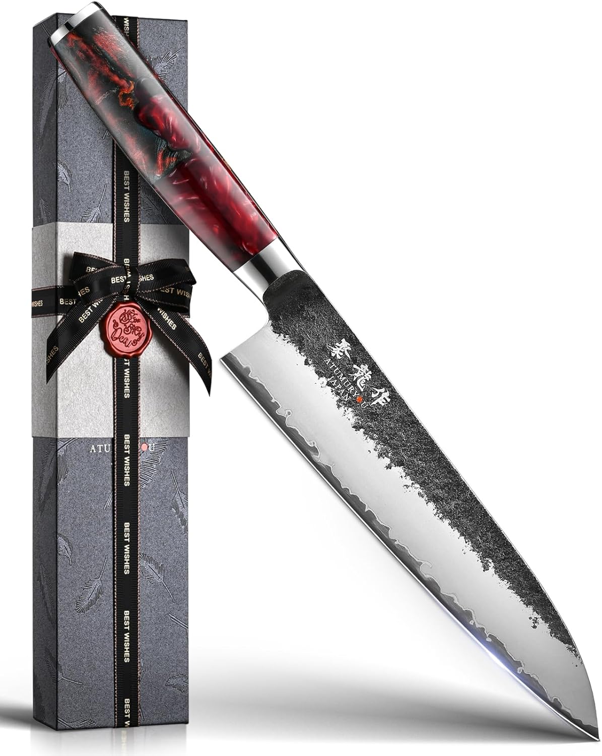 Japanese Chef Knife, 8 Inch Hand Forged Kitchen Knives with VG10 Core, Professio