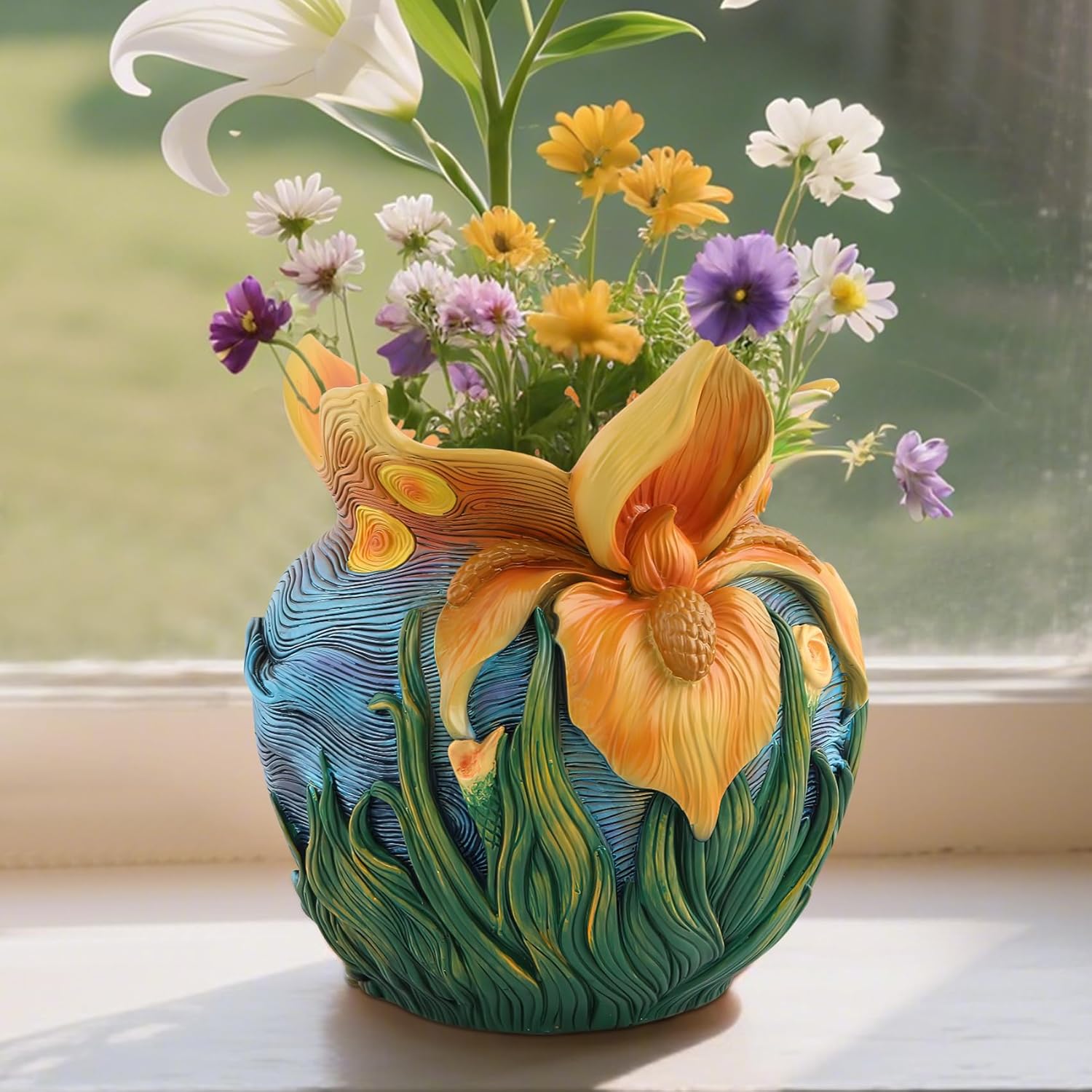 U WONDERFUL Flower Starry Sky Plant Pots - Flower Pots with Drainage Hole, Cute 