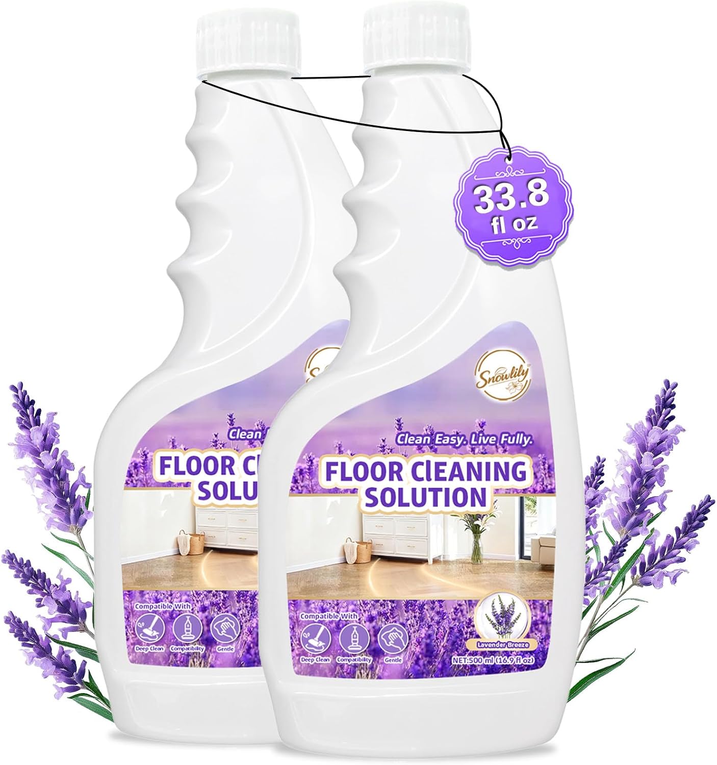 Snowlily 2 Pack Floor Cleaner Solution for Hardwood & Tile Floors, Robot Vaccum 