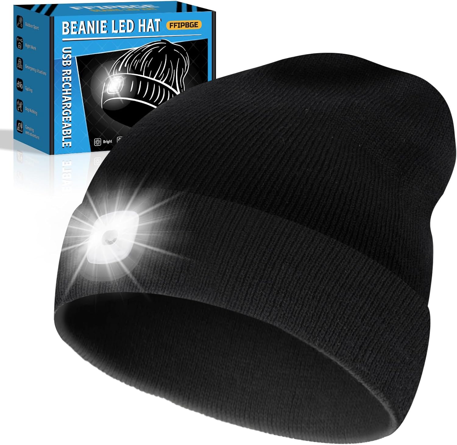 FFIPBGE Valentines Day Gifts for Him, Beanie Hats with Light, USB Rechargeable L