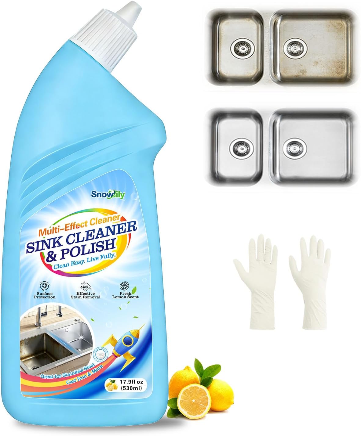 Snowlily Stainless Steel Sink Cleaner & Polish Cream – Removes Stubborn Dirt, Gr