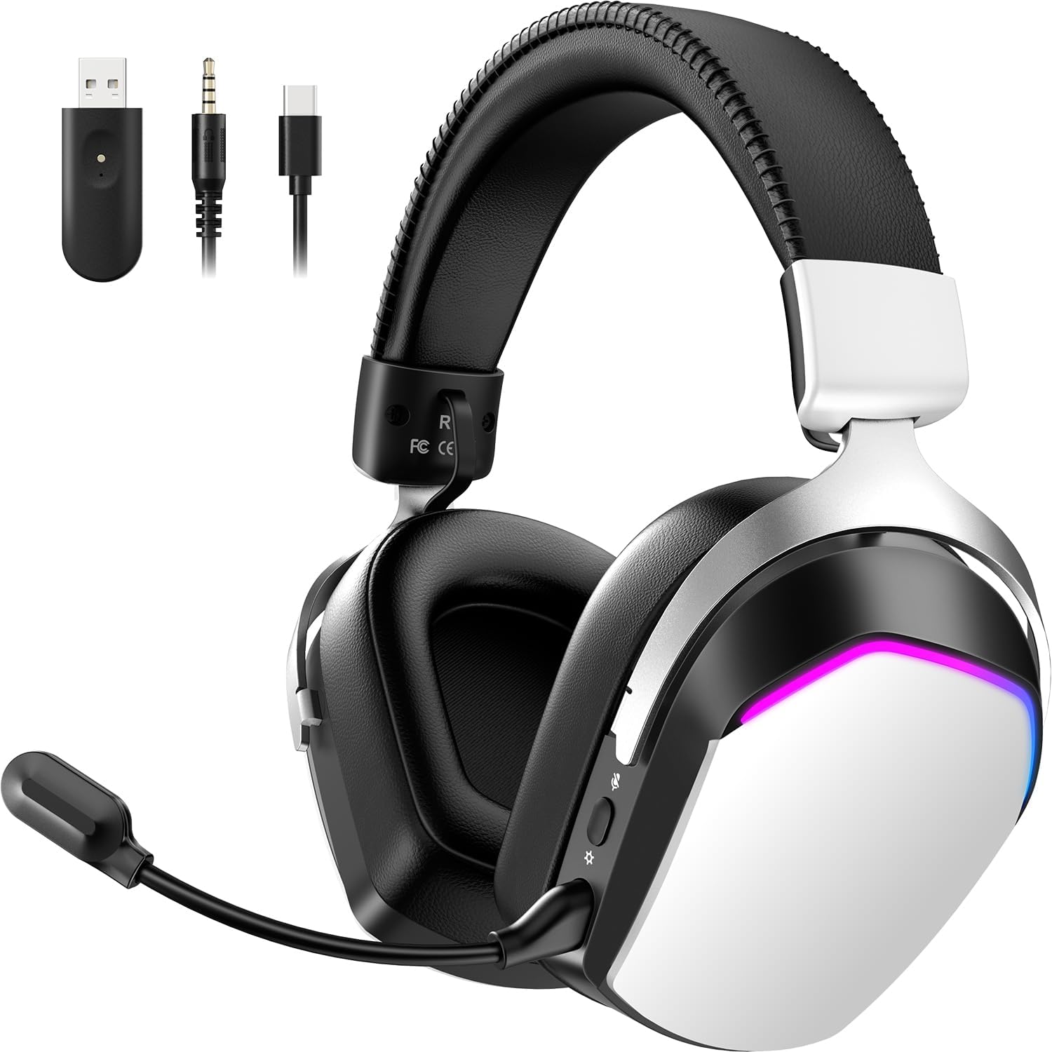 WiseWing Wireless Gaming Headset for PS5 PS4 PC Mac Switch, RGB Headphones with 