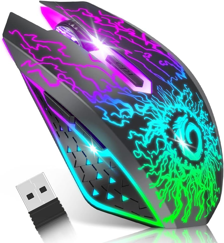 VersionTECH. Wireless Gaming Mouse, Rechargeable Computer Mouse Mice with Colorf