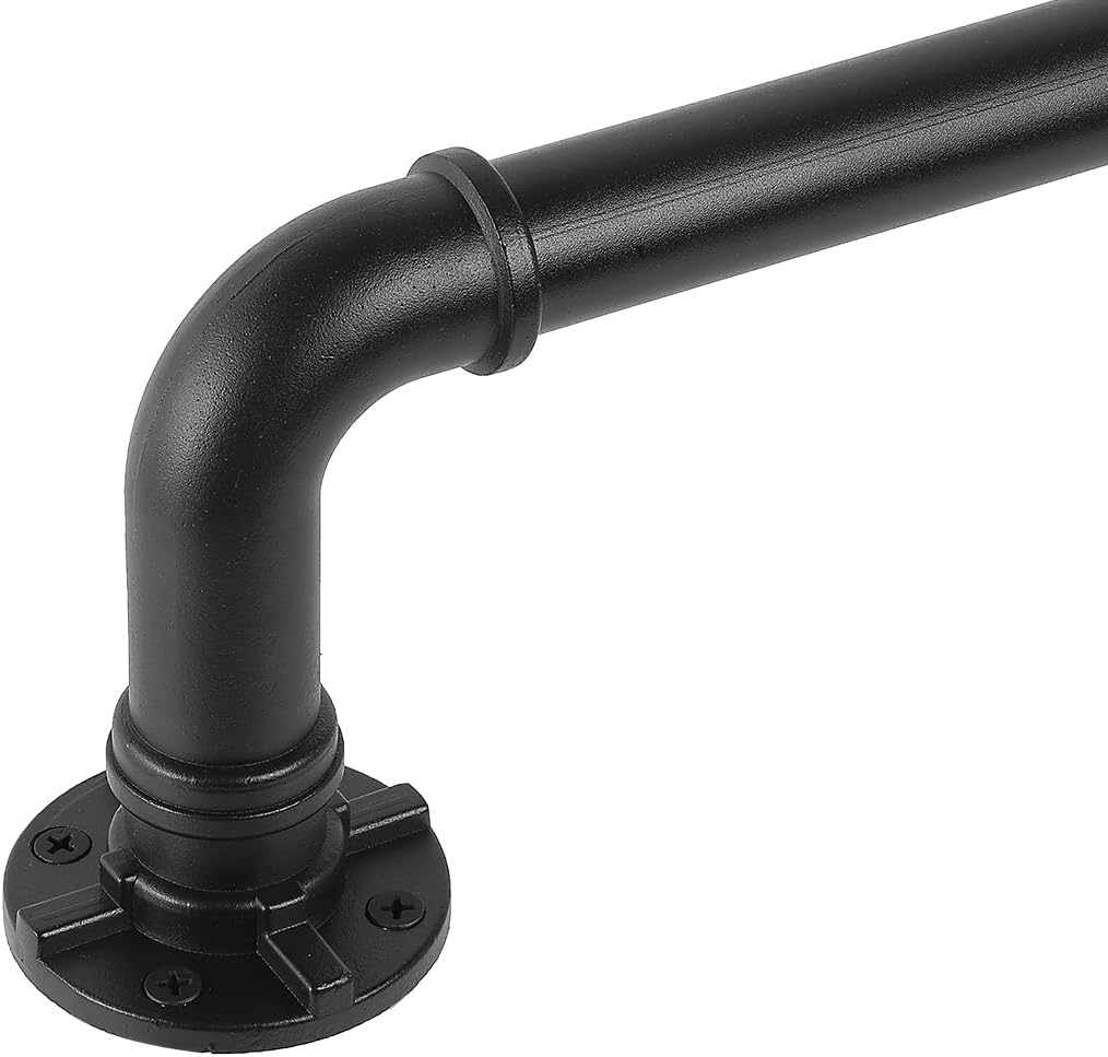 YAJUXIU Black Industrial Curtain Rod for Windows 66-120 Inches - Rustic 1 Inch R